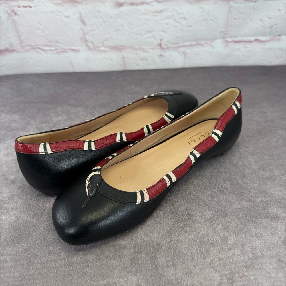 Rare Gucci Kingsnake Women’s Ballet Leather Flats 35.5 - Picture 3 of 10